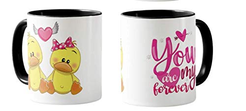 Valentines Day Gift Coloured Mug Cup11oz Ceramic Novelty Gift Couple, Ducks, You are My Forever, VD07
