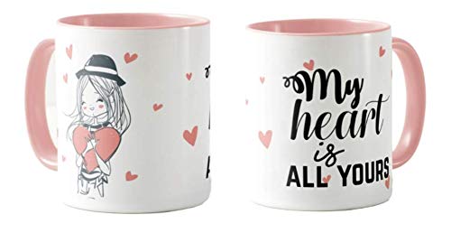 Valentines Day Gift Coloured Mug Cup11oz Ceramic Novelty Gift Couple, My Heart is All Yours, VD05