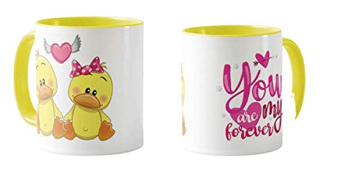 Valentines Day Gift Coloured Mug Cup11oz Ceramic Novelty Gift Couple, Ducks, You are My Forever, VD07