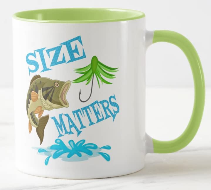 Vixar Size Matters Fish Fishing Fan Coloured Mug Cup Gift Birthday Work Office Christmas Tea Coffee
