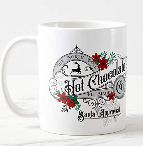 Vixar The North Pole Hot Chocolate Co. Christmas Coloured Mug Cup Novelty Office Birthday Christmas Coffee Gift Tea Present