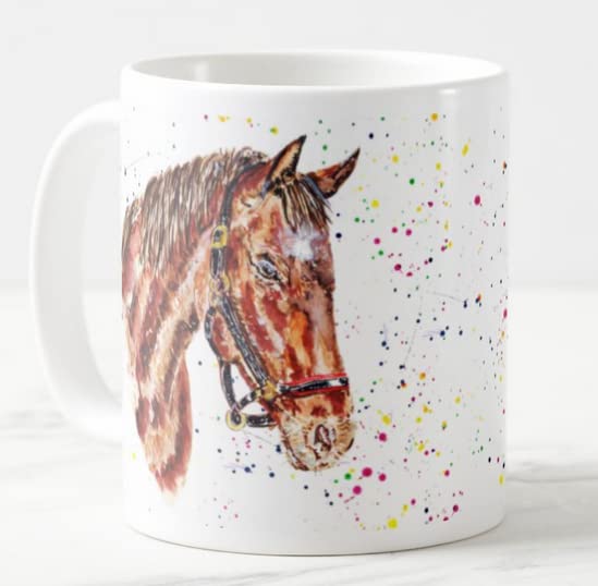 Vixar Horse Hand Pain Animal Farm Watercolour Coloured Mug Cup Gift Birthday Work Office Christmas Tea Coffee