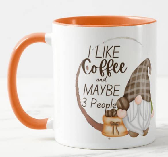 Vixar Gnomes I Like Coffee and Maybe 3 People Coloured Mug Cup Gift Birthday Work Office Christmas Tea Coffee