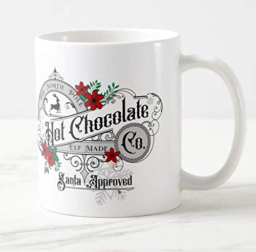 Vixar The North Pole Hot Chocolate Co. Christmas Coloured Mug Cup Novelty Office Birthday Christmas Coffee Gift Tea Present