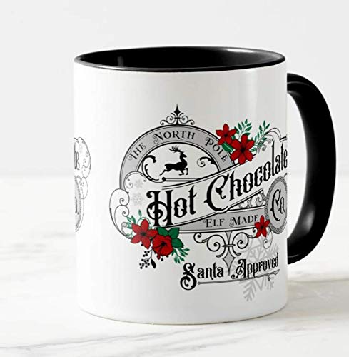Vixar The North Pole Hot Chocolate Co. Christmas Coloured Mug Cup Novelty Office Birthday Christmas Coffee Gift Tea Present