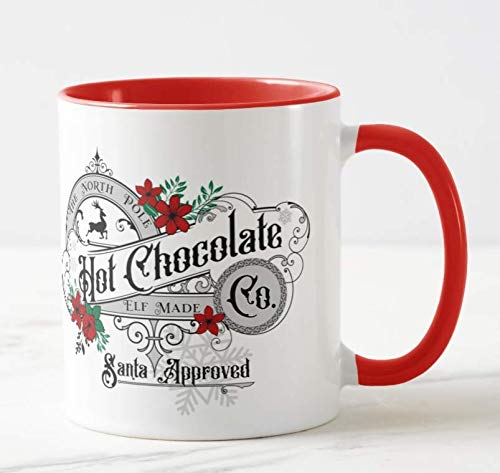Vixar The North Pole Hot Chocolate Co. Christmas Coloured Mug Cup Novelty Office Birthday Christmas Coffee Gift Tea Present