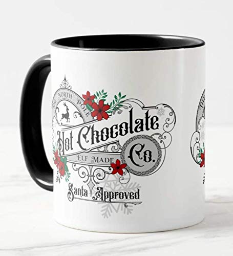 Vixar The North Pole Hot Chocolate Co. Christmas Coloured Mug Cup Novelty Office Birthday Christmas Coffee Gift Tea Present