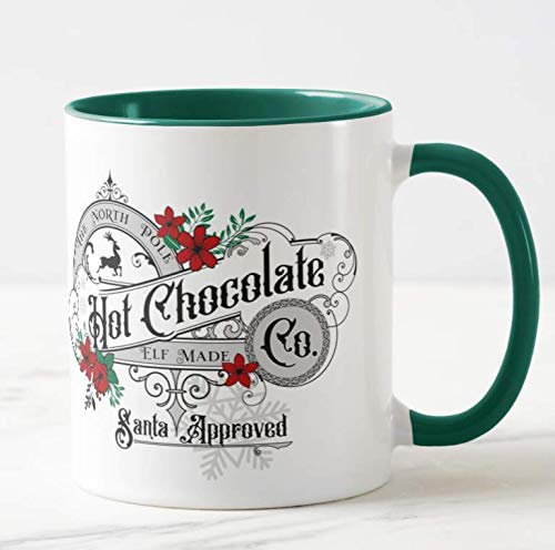 Vixar The North Pole Hot Chocolate Co. Christmas Coloured Mug Cup Novelty Office Birthday Christmas Coffee Gift Tea Present