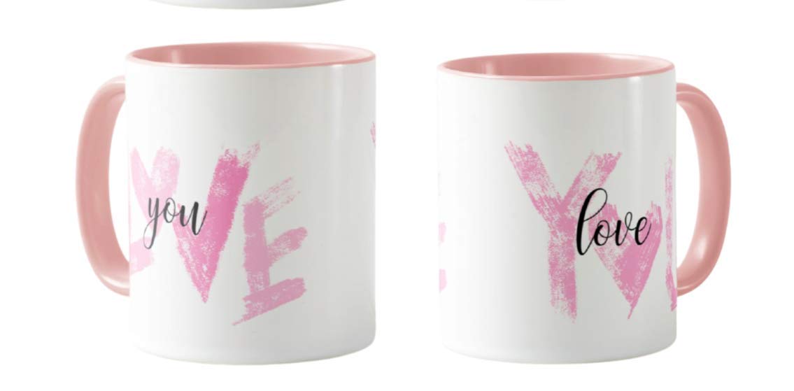 Valentines Day Gift Coloured Mug Cup11oz Ceramic Novelty Gift Couple, Love You, VD16