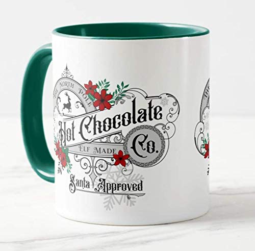 Vixar The North Pole Hot Chocolate Co. Christmas Coloured Mug Cup Novelty Office Birthday Christmas Coffee Gift Tea Present