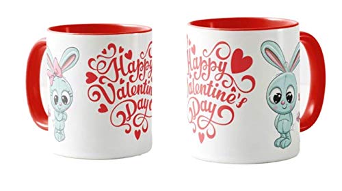 Valentines Day Gift Coloured Mug Cup11oz Ceramic Novelty Gift Rabbits, VD03