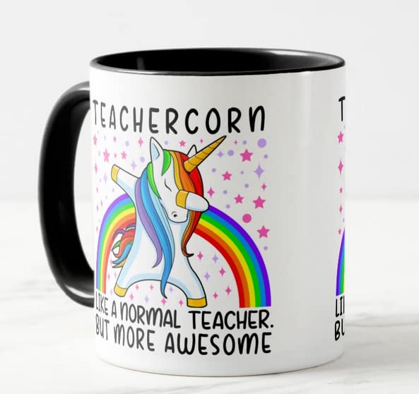 Vixar Teachercorn Like a Normal Teacher but More Awesome 11oz Coloured Mug Cup Tea Coffee Ideal for Teacher Gift from Kids end of Year School