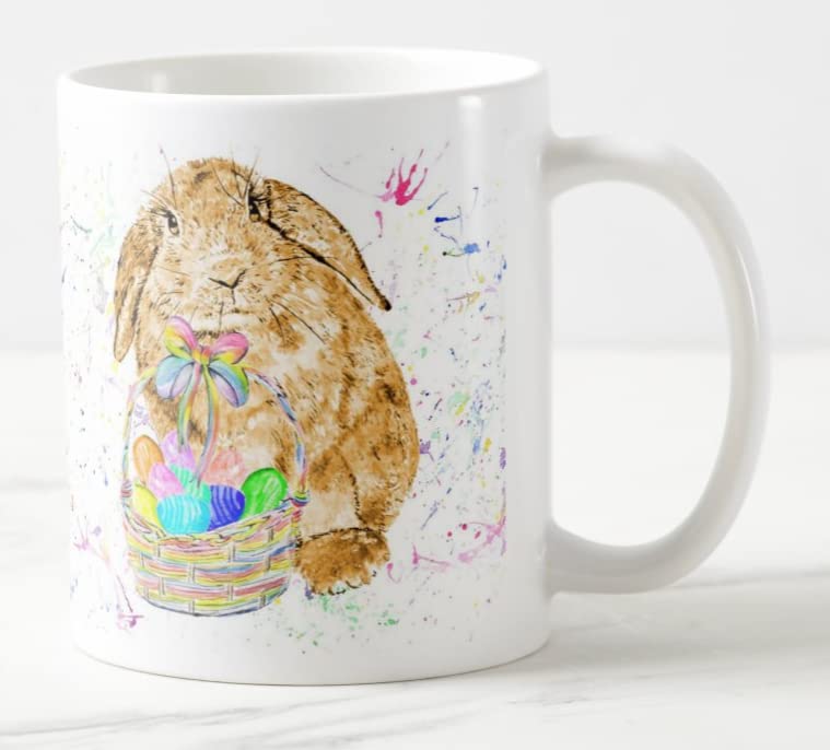 Easter Bunny Watercolour Art Coloured Mug Cup Gift Birthday Work Office Tea Coffee E01