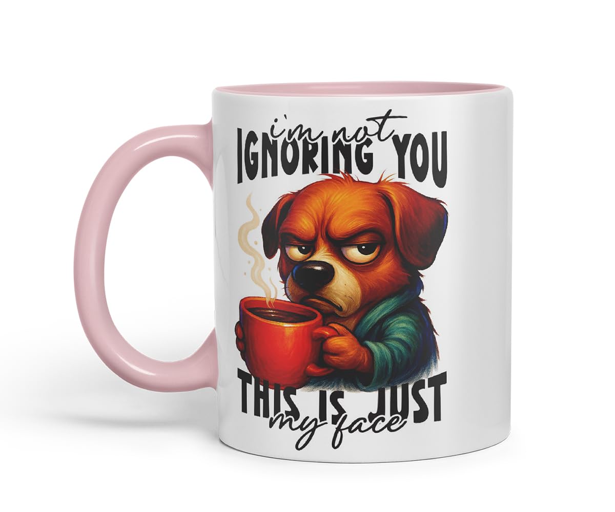 Vixar I'm Not Ignoring You This is Just My Face Funny Dog Mug – Coloured Ceramic Mug Cup Gift, 11oz (Black)