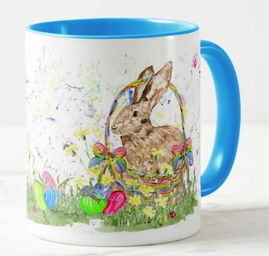 Easter Bunny Watercolour Art Coloured Mug Cup Gift Birthday Work Office Tea Coffee E03
