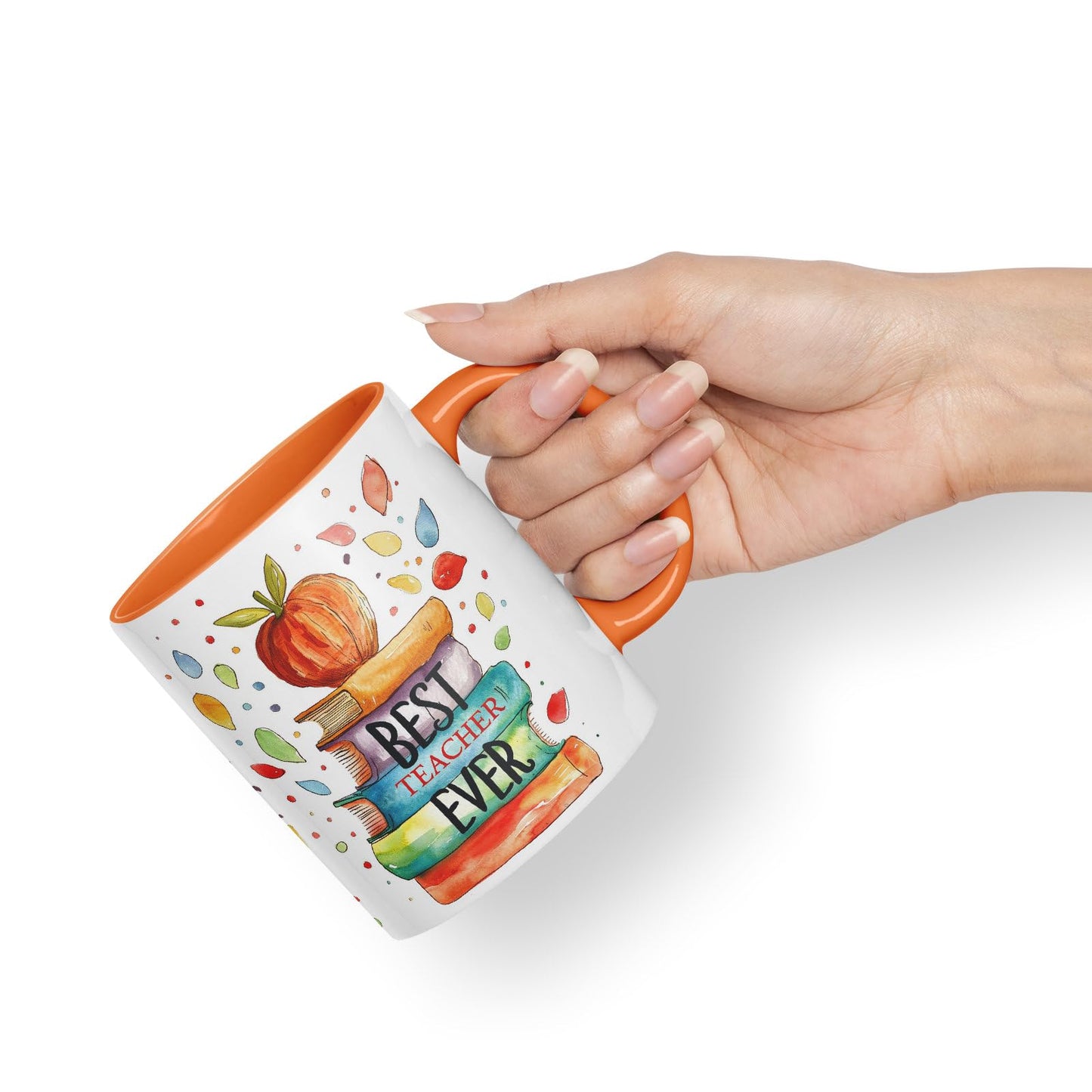 Vixar Best Teacher Mug Thank You, End of School Gift Ceramic Coloured Mug Cup for Tea Coffee Hot Brew 330ml 11Oz Gift Bta1