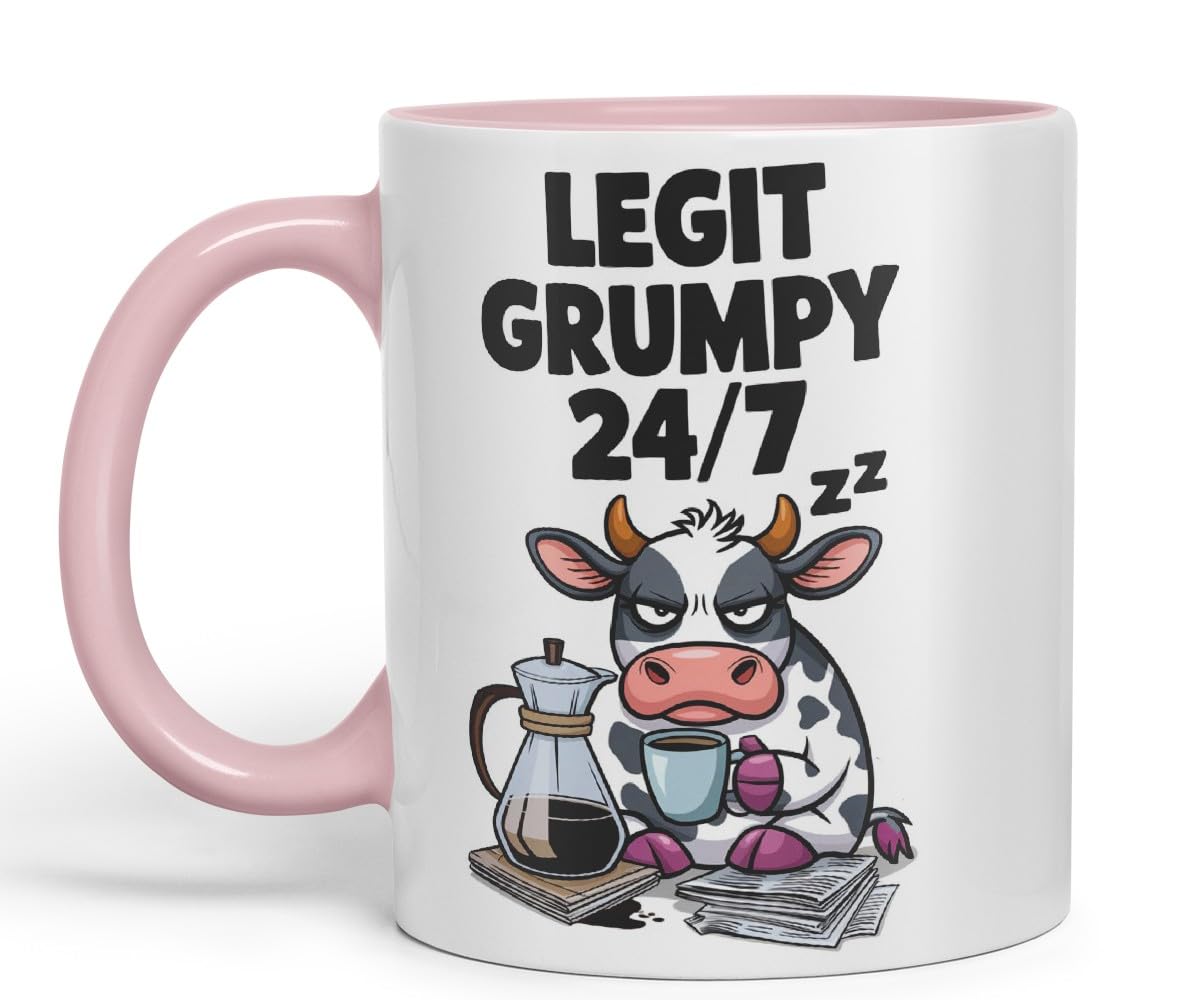 Vixar Legit Grumpy 24/7 – Coloured Ceramic Mug Cup Gift, 11oz (Black)