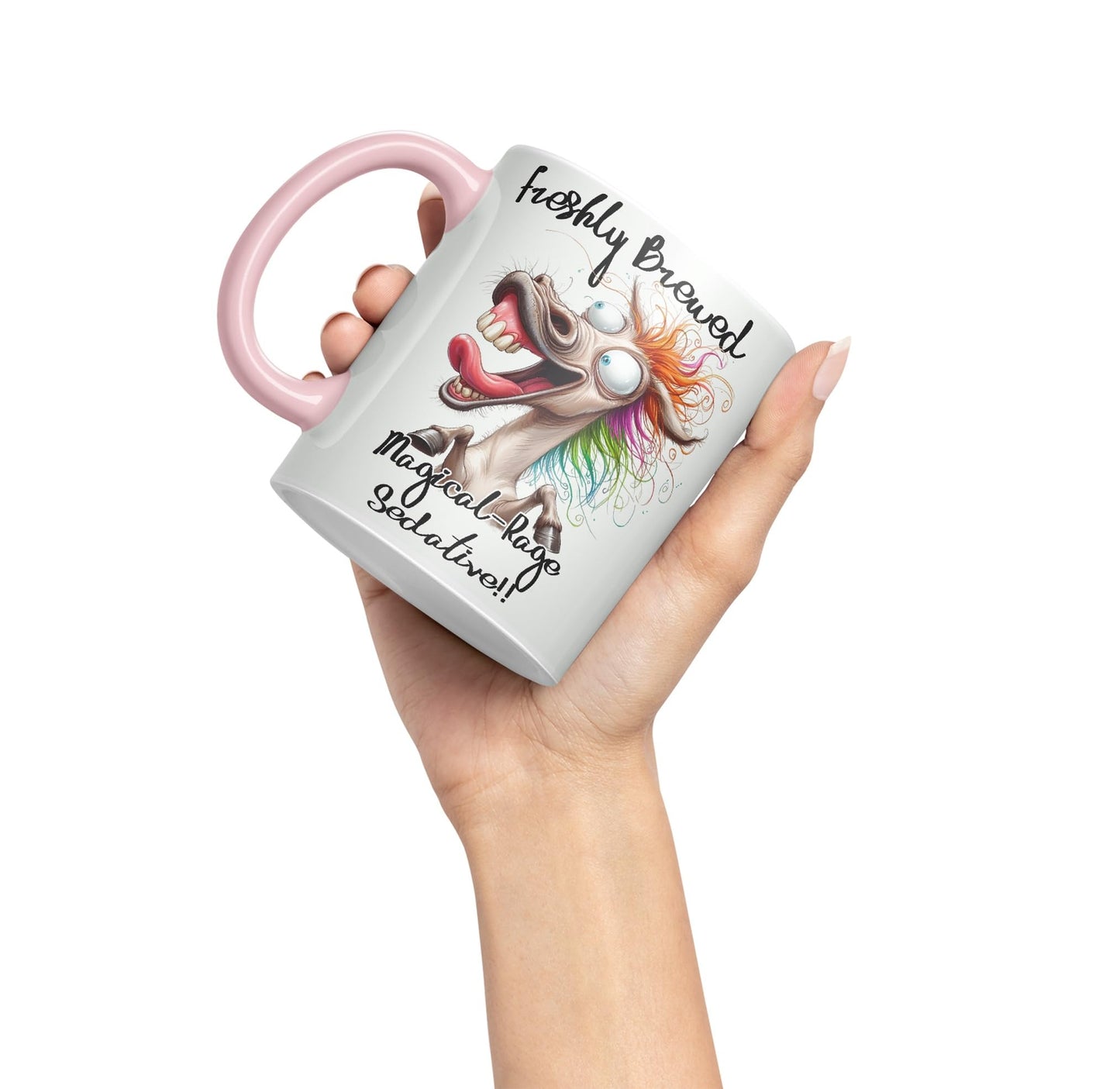 Fresh Brewed, Magical-Rage Sedalive!! Horse Joke sarkasm Sarcastic Ceramic Coloured Mug Cup for Tea Coffee Hot Brew 330ml 11Oz Gift