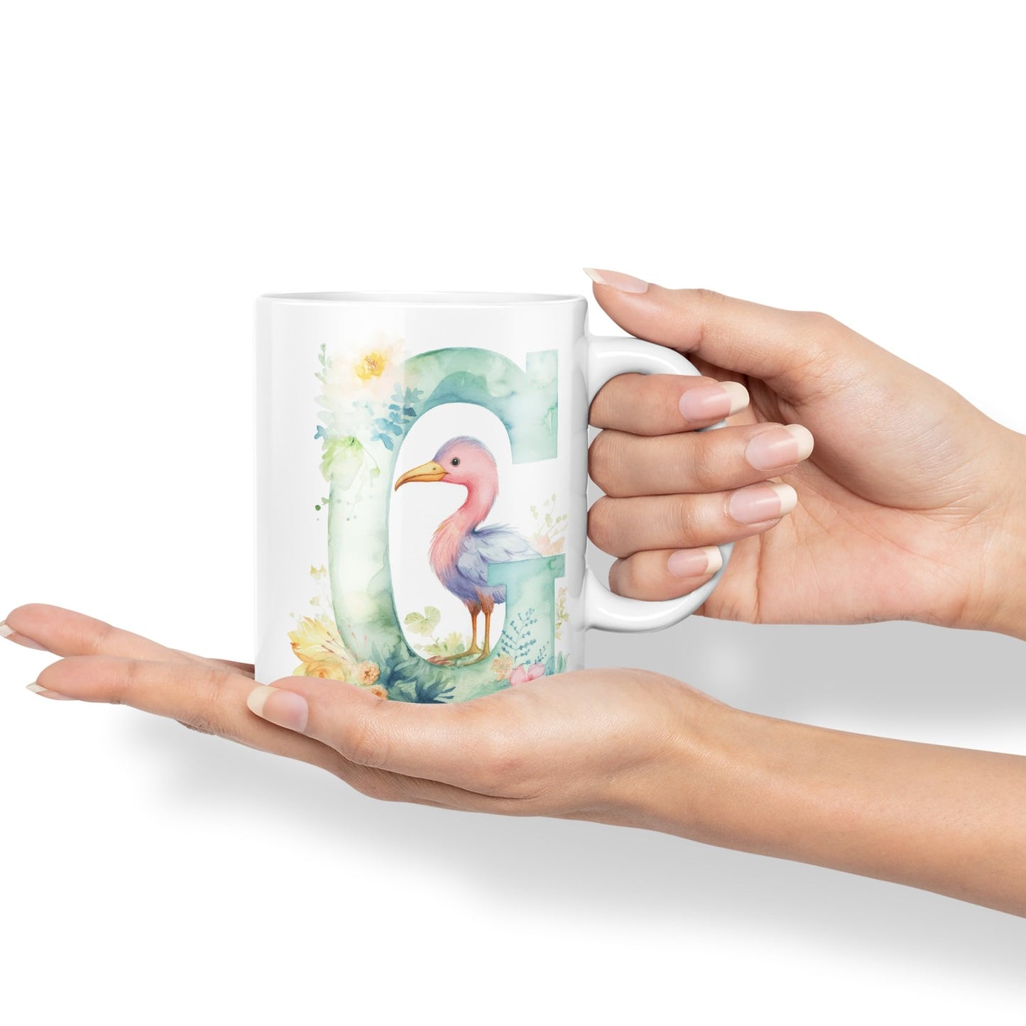 Letter G mug, Animals Alphabet Letter G Monogram animal for kids Ceramic Coloured Mug Cup for Tea Coffee Hot brew 330ml 11Oz Gift