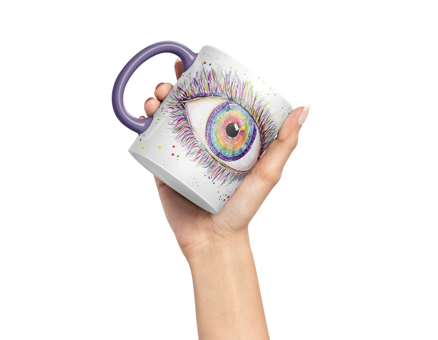 Vixar Eye Rainbow Watercolour Art Coloured Mug Cup Gift Birthday Work Office Tea Coffee
