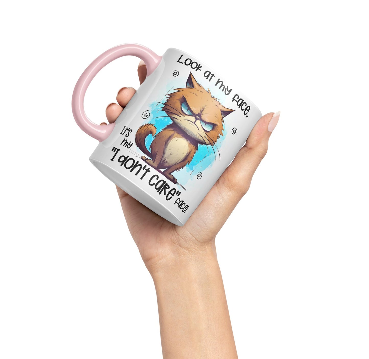 Look at My face, It's My ''I Don't Care'' face, cat Joke sarkasm Sarcastic Ceramic Coloured Mug Cup for Tea Coffee Hot Brew 330ml 11Oz Gift