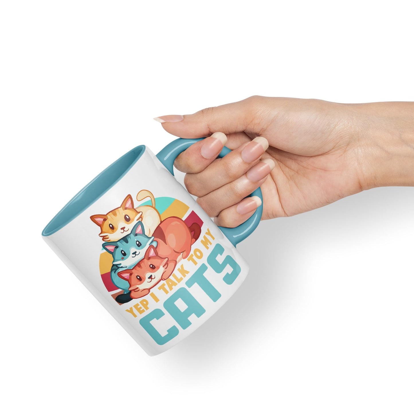 Yep I Talk to My Cats cat Sarcastic Joke Ceramic Coloured Mug Cup for Tea Coffee Hot Brew 330ml 11Oz
