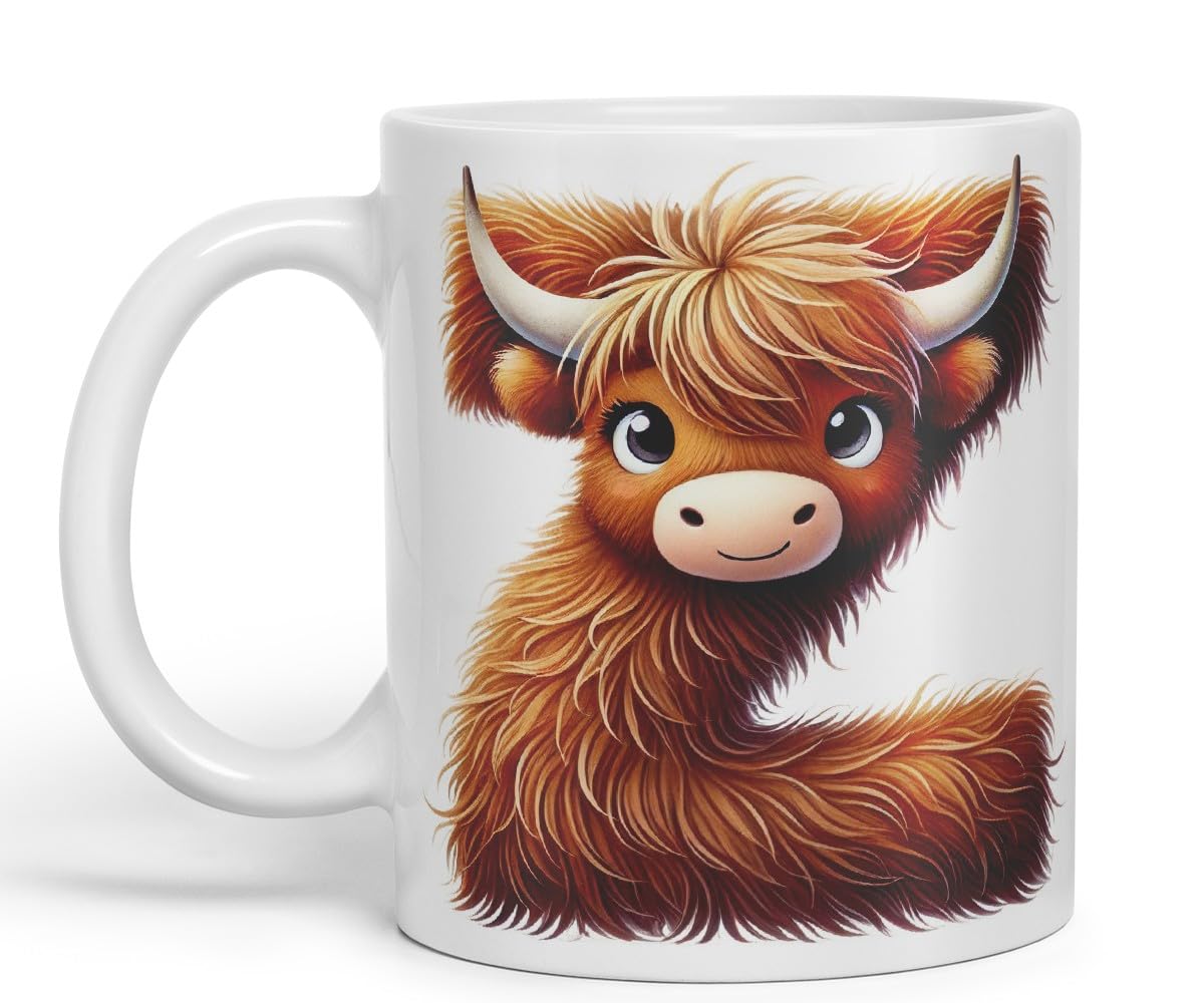 Highland Cow Alphabet Monogram Coloured Ceramic Cup Mug Letter Z Rustic Farmhouse Animal Letter Gift V2 11oz (Black)