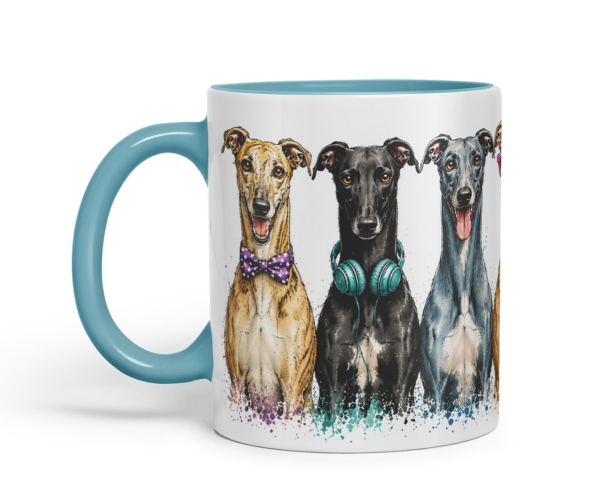 Vixar Greyhound Dog Mug – Cute Greyhound Coloured Ceramic Mug Cup Gift, 11oz (Black)