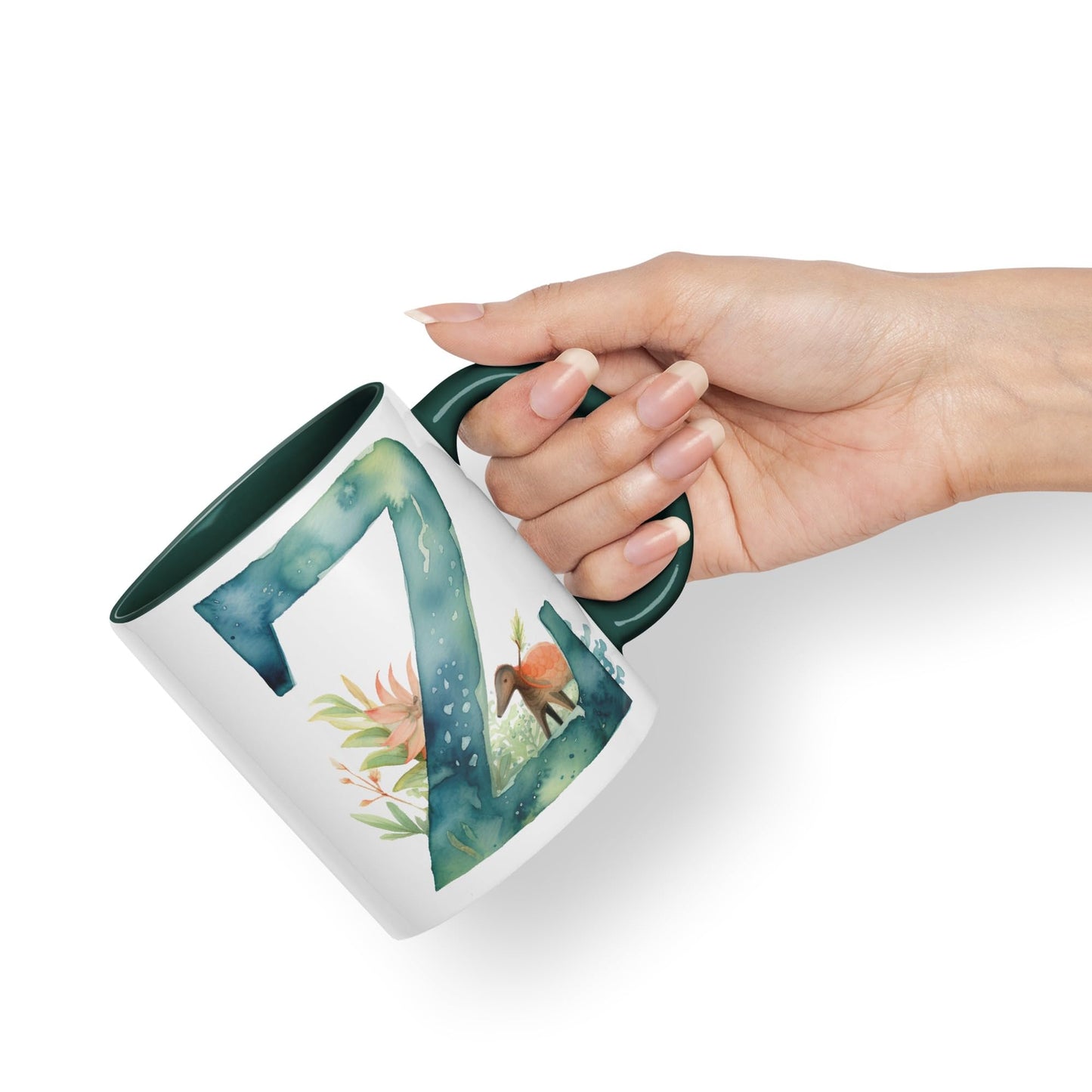 Letter Z mug, Animals Alphabet Letter Z Monogram animal for kids Ceramic Coloured Mug Cup for Tea Coffee Hot brew 330ml 11Oz Gift