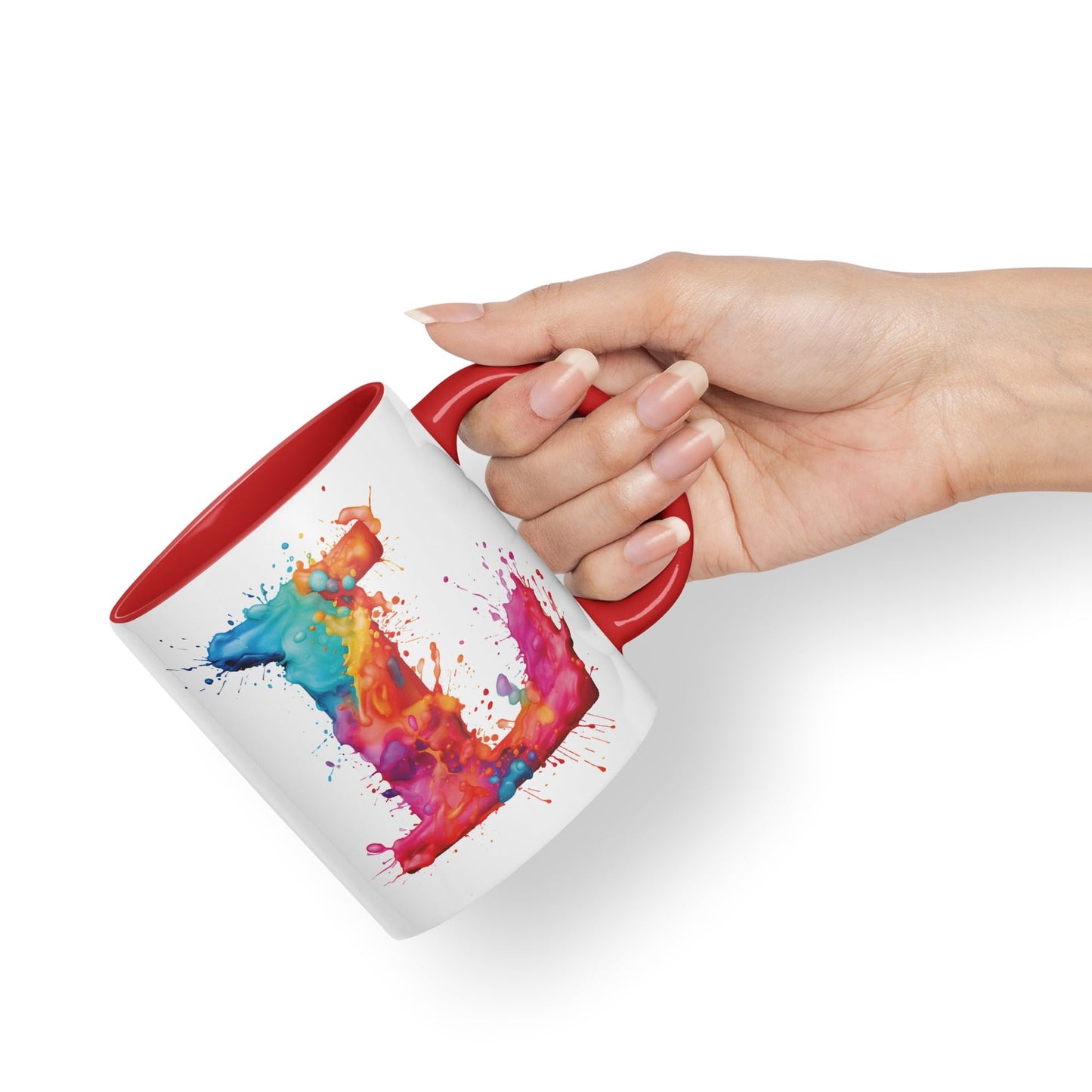 Letter L mug, Alphabet Letter L Monogram watercolour Ceramic Coloured Mug Cup for Tea Coffee Hot brew 330ml 11Oz Gift