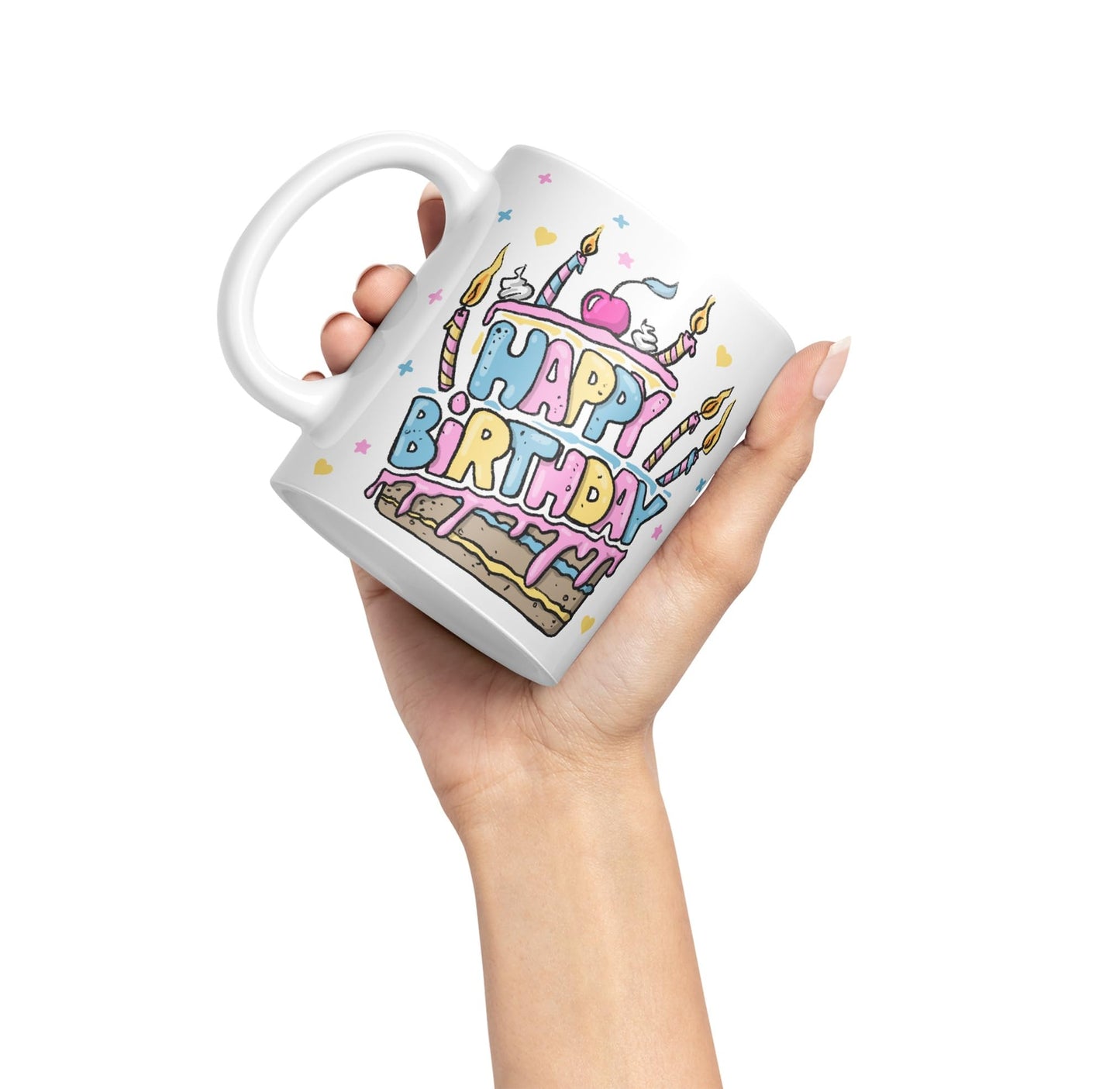 Vixar Happy Birthday Mug Cake Ceramic Coloured Mug Cup Gift Tea Coffee Christmas Office Home