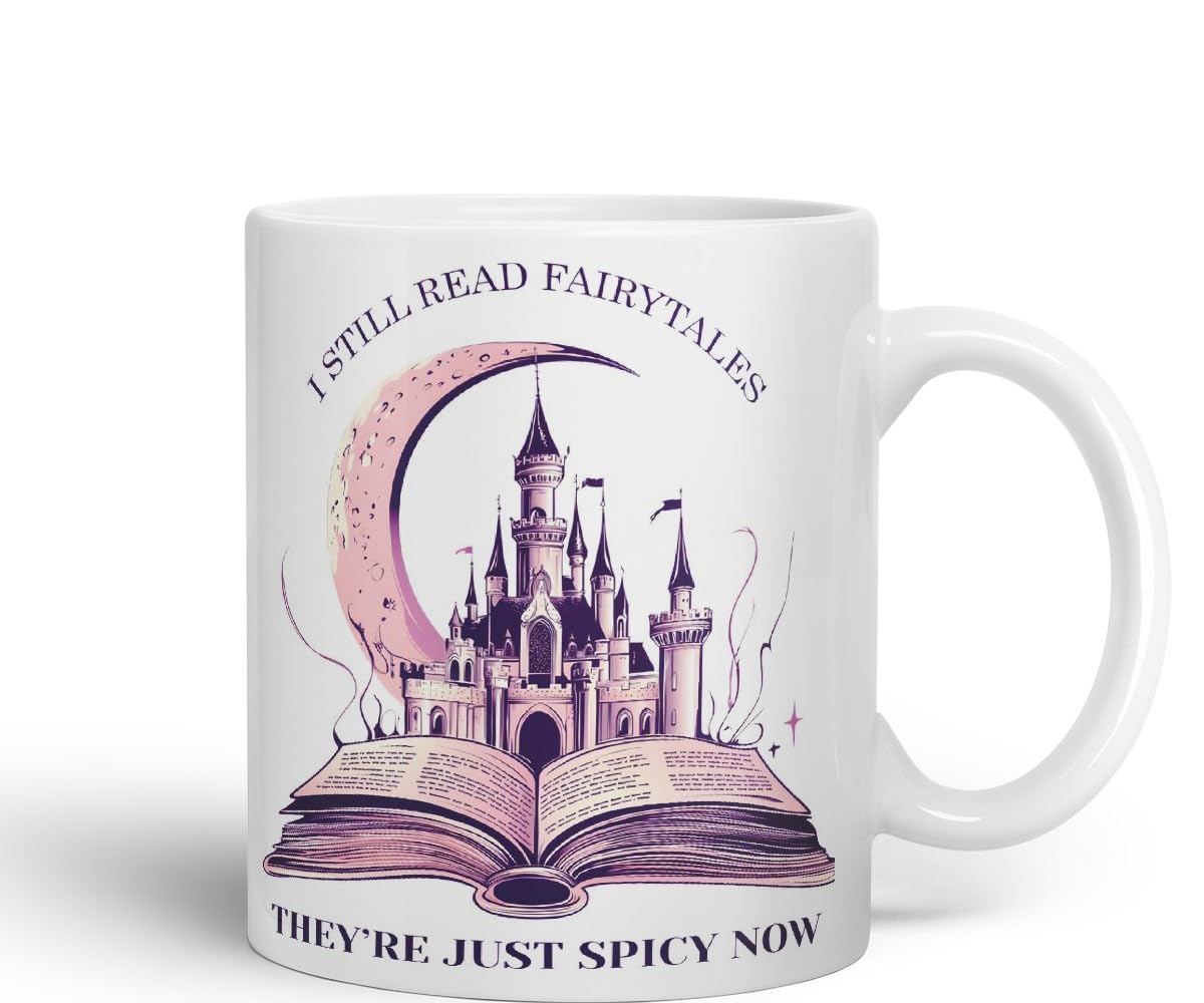 Vixar I Still Read Fairytales – They’re Just Spicy Now Coloured Ceramic Mug Cup Gift, 11oz (Black)