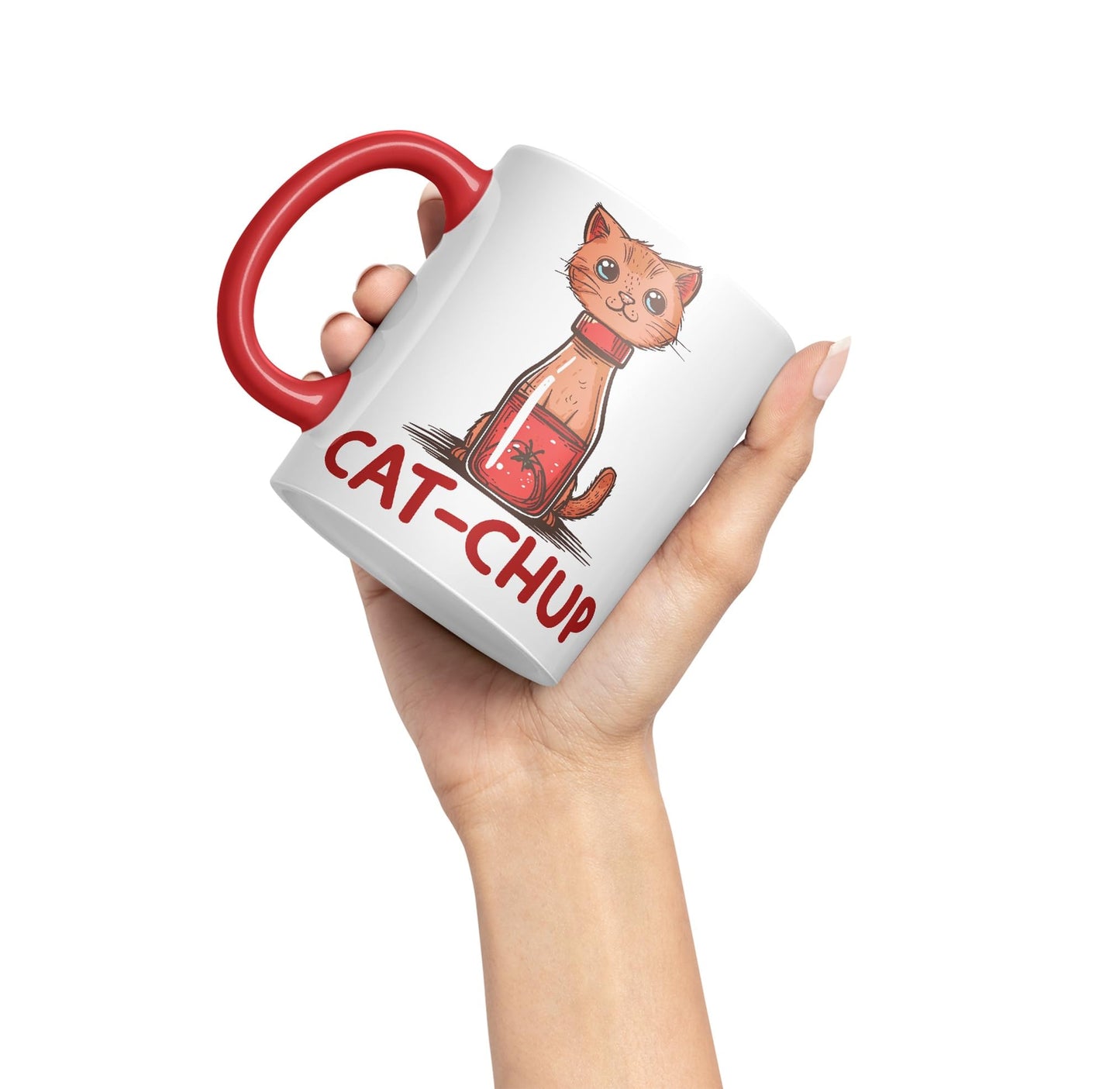 Cat-Chup, Cat Kitten Joke sarkasm Sarcastic Ceramic Coloured Mug Cup for Tea Coffee Hot Brew 330ml 11Oz Gift