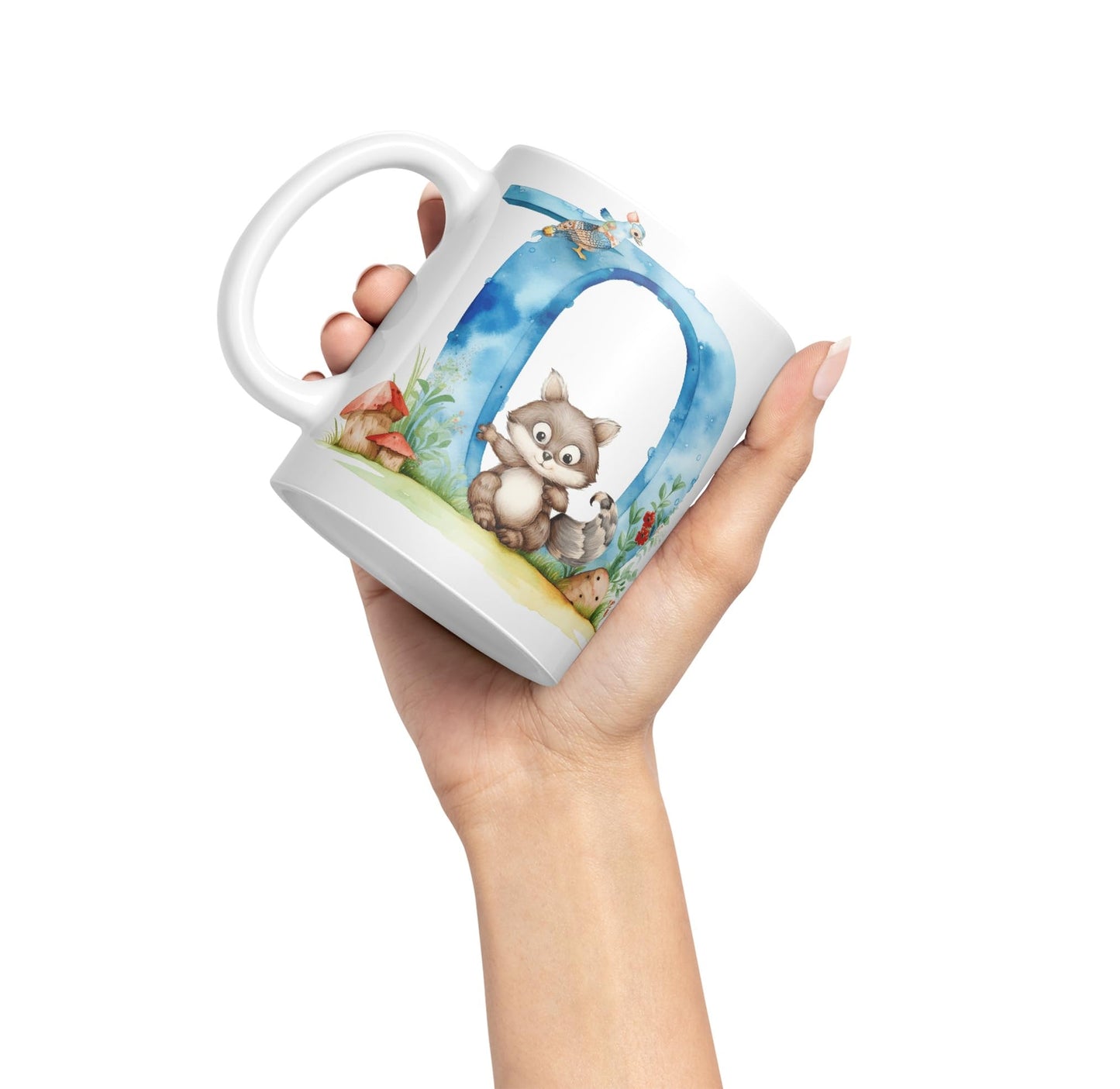 Letter Q mug, Animals Alphabet Letter Q Monogram animal for kids Ceramic Coloured Mug Cup for Tea Coffee Hot brew 330ml 11Oz Gift