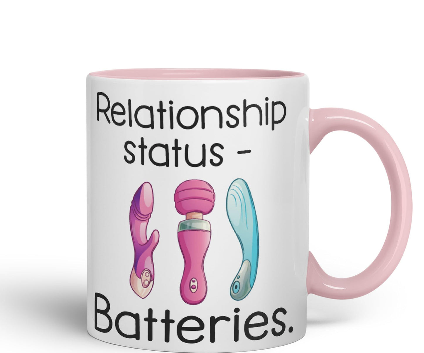 Vixar Relationship Status Batteries Adult Joke Sarcastic Tree Presents Coloured Ceramic Mug Cup Gift 330ml 11oz Work Office Tea Coffee Gift
