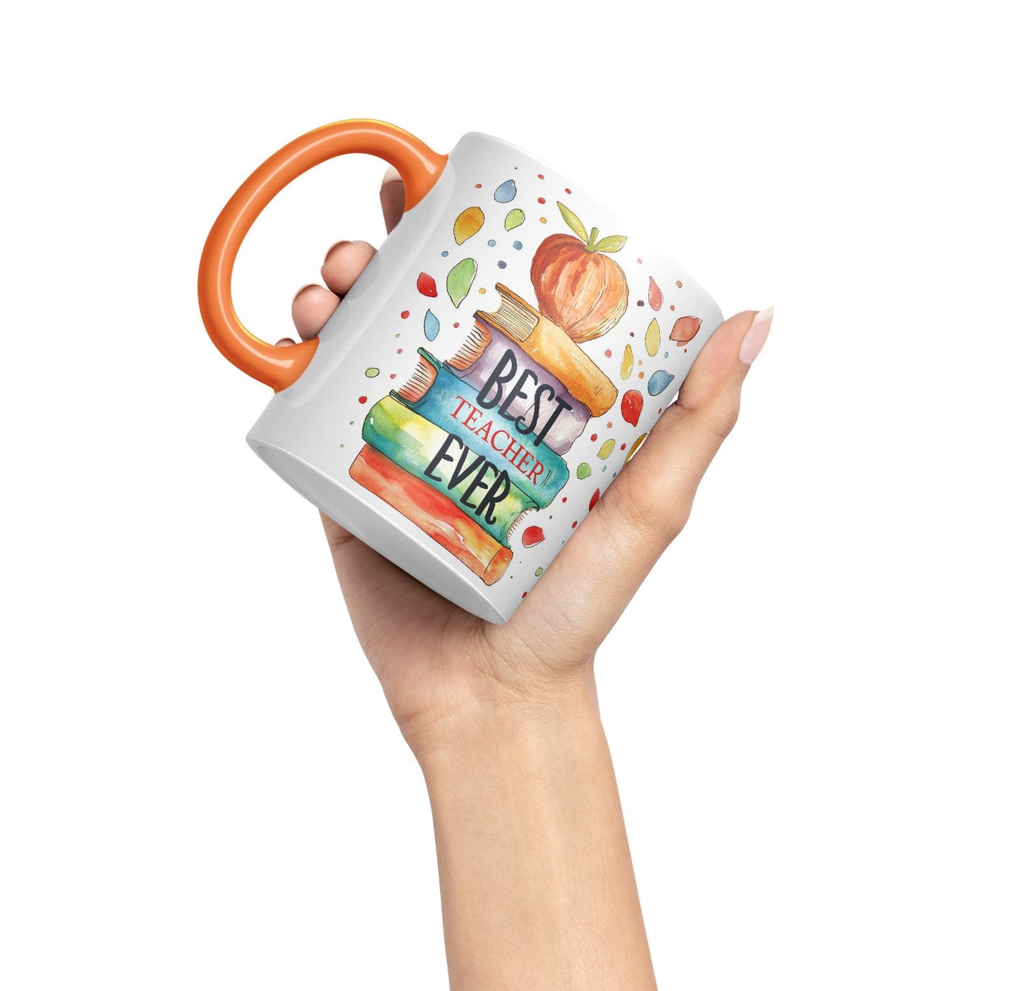 Vixar Best Teacher Mug Thank You, End of School Gift Ceramic Coloured Mug Cup for Tea Coffee Hot Brew 330ml 11Oz Gift Bta1