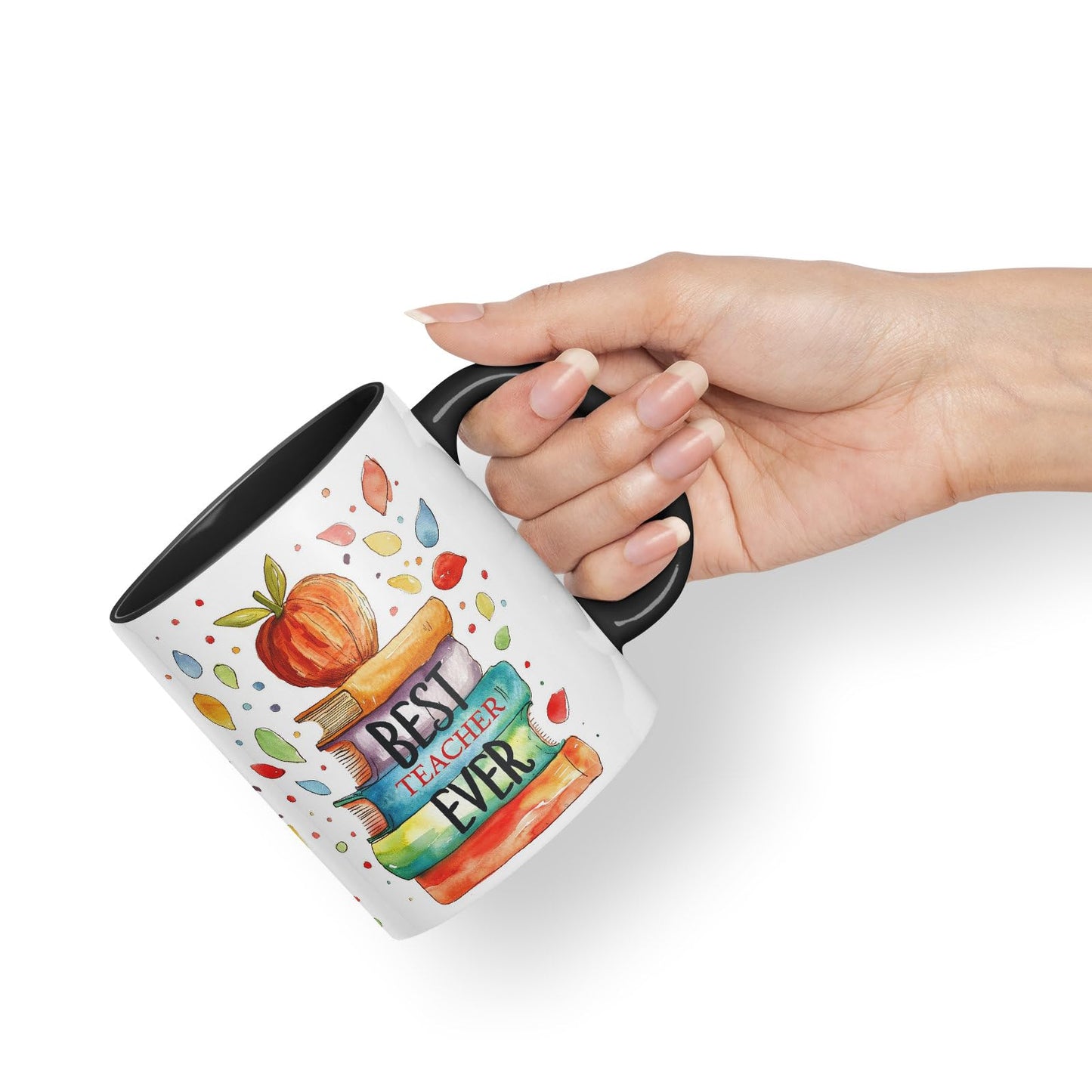 Vixar Best Teacher Mug Thank You, End of School Gift Ceramic Coloured Mug Cup for Tea Coffee Hot Brew 330ml 11Oz Gift Bta1