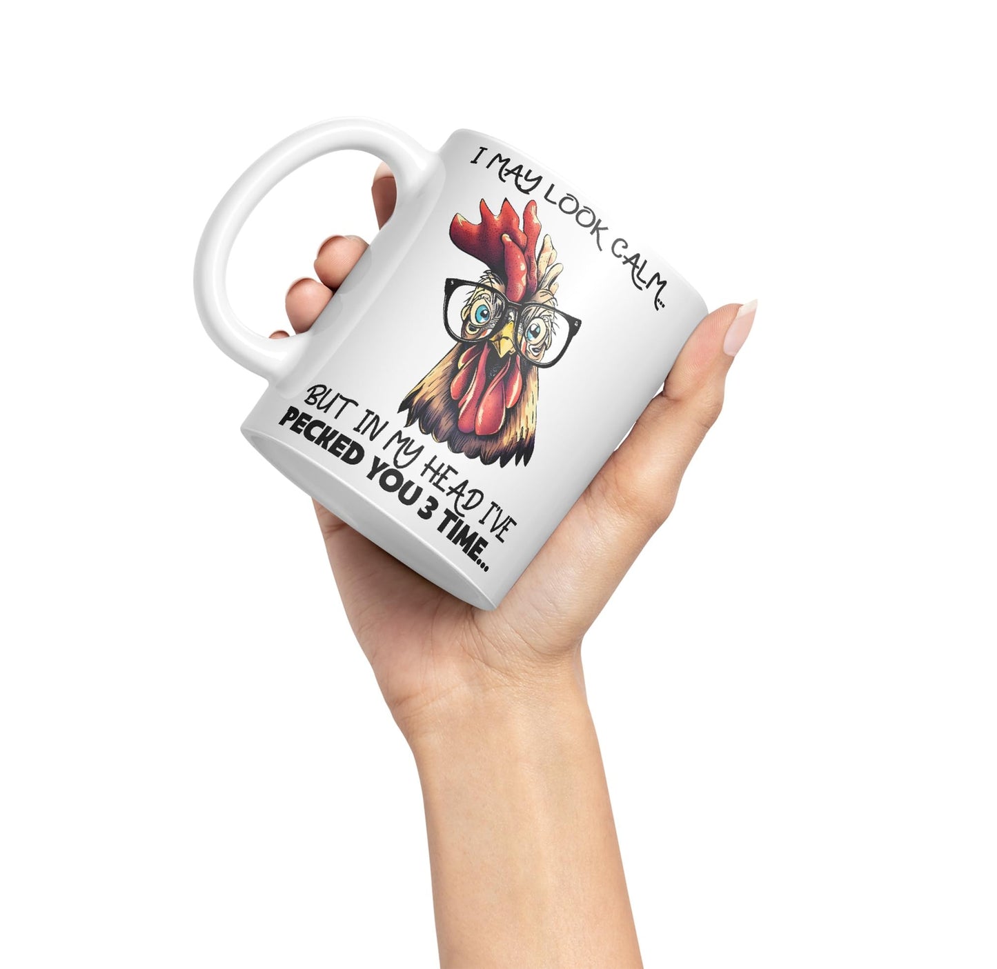 Vixar I May Look Calm.. Chickens Sarcastic Joke Ceramic Coloured Mug Cup for Tea Coffee Hot Brew 330ml 11oz