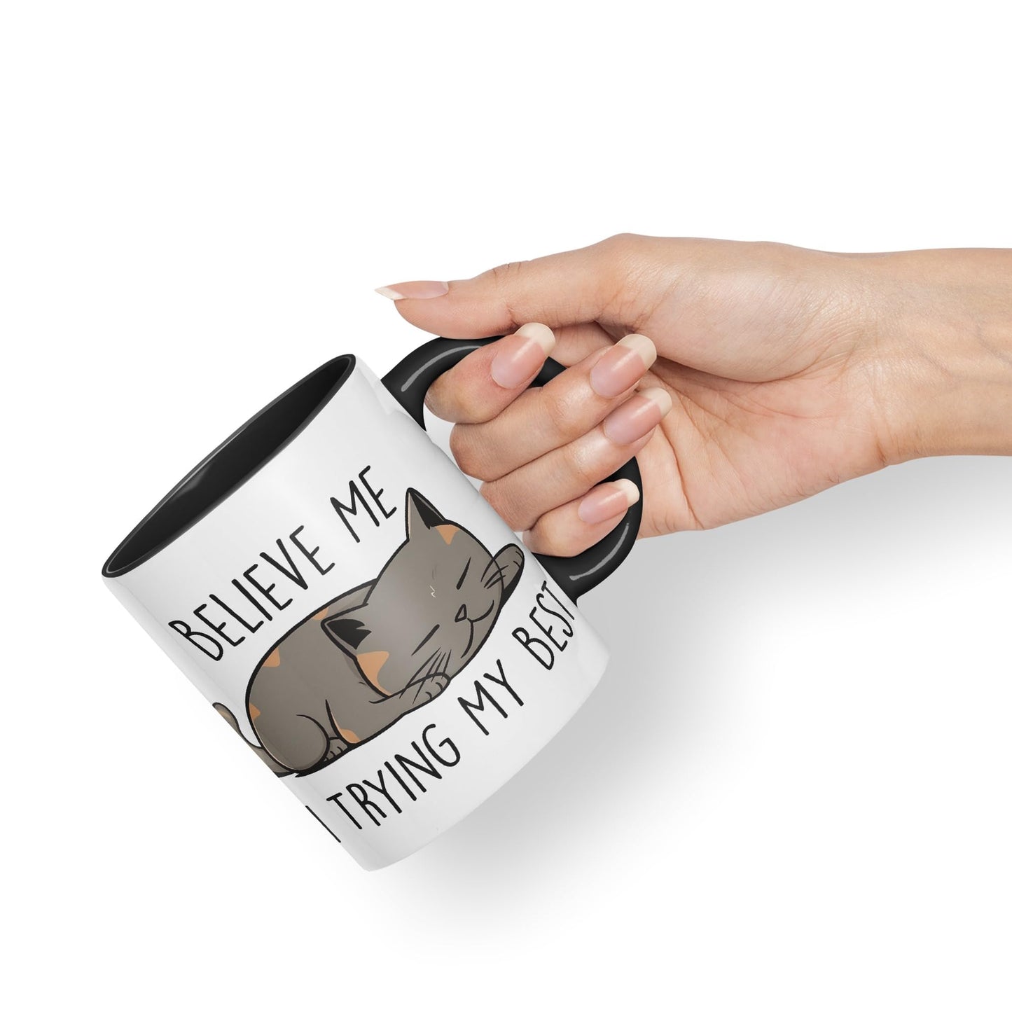 Vixar Belive Me I'm Trying My Best Cats Sarcastic Joke Ceramic Coloured Mug Cup for Tea Coffee Hot Brew 330ml 11oz