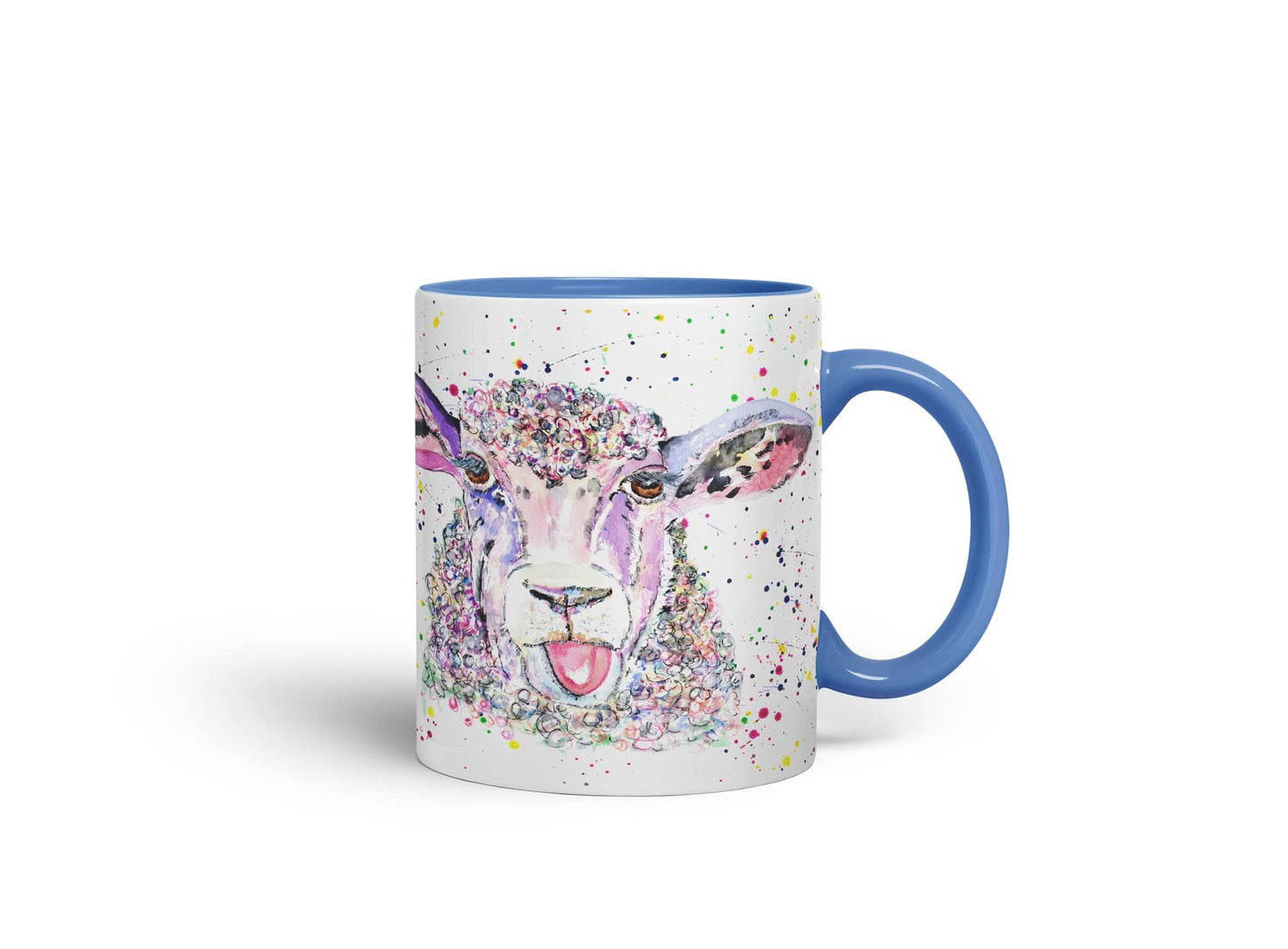 Vixar Sheep Eve Farm Animals Watercolour Art Coloured Mug Cup Gift Birthday Work Office Tea Coffee