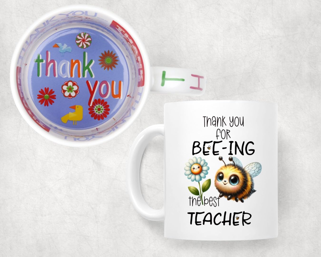 Teacher Thank You for Bee-ing The best teacher Ceramic Coloured Mug Cup for Tea Coffee Hot brew 330ml 11Oz
