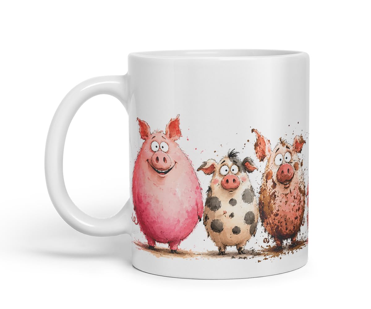 Vixar Funny Pig Mug – Cute Pig Coloured Ceramic Mug Cup Gift, 11oz (Black)