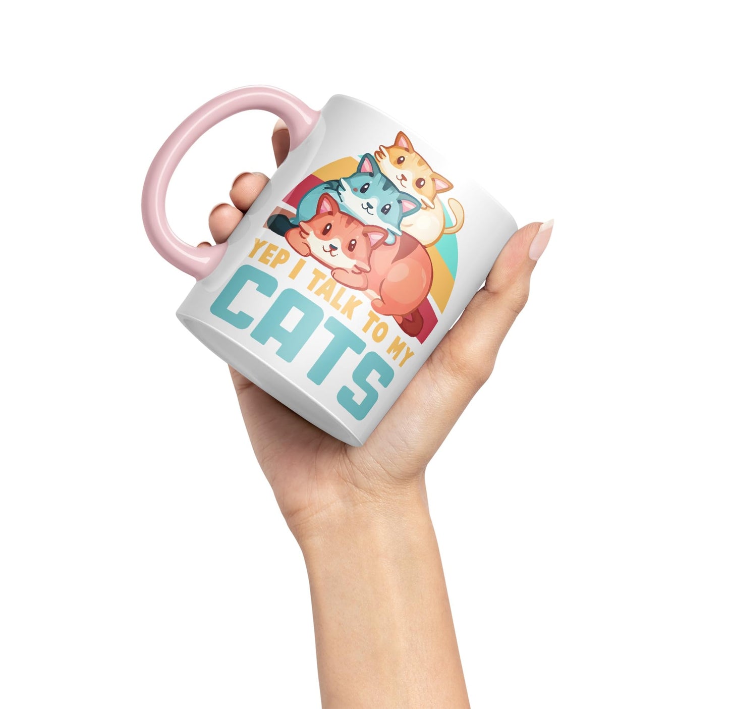 Yep I Talk to My Cats cat Sarcastic Joke Ceramic Coloured Mug Cup for Tea Coffee Hot Brew 330ml 11Oz
