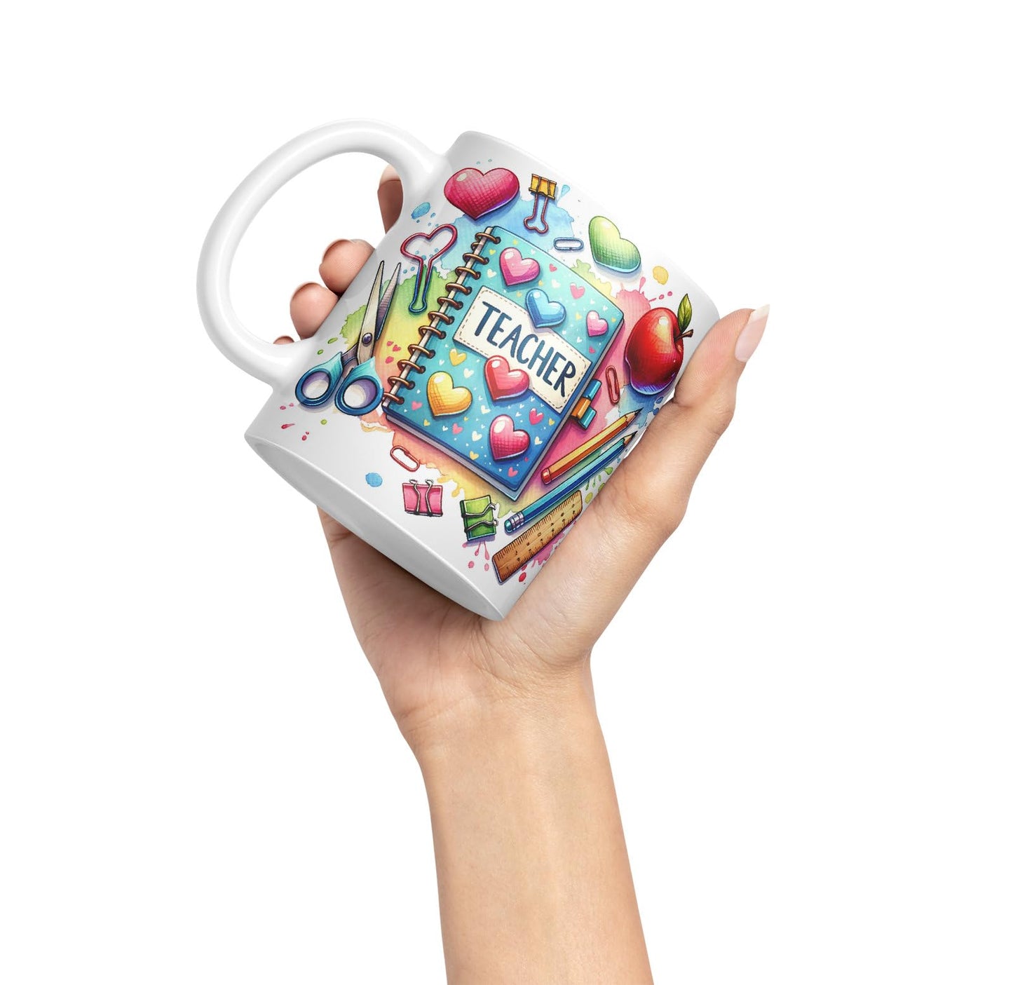 Vixar Teacher Mug Thank You, End of School Gift Ceramic Coloured Mug Cup for Tea Coffee Hot Brew 330ml 11Oz Gift