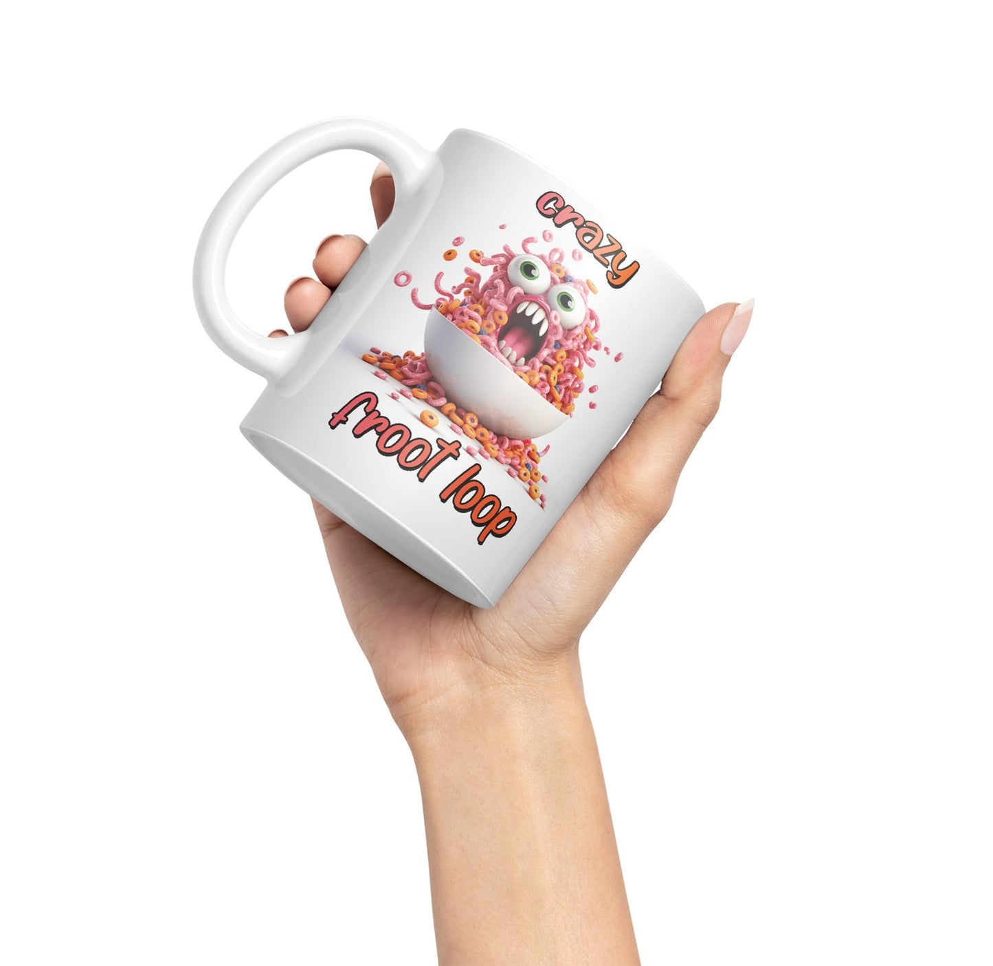 Crazy Froot Loop breakfest Joke sarkasm Sarcastic Ceramic Coloured Mug Cup for Tea Coffee Hot Brew 330ml 11Oz Gift