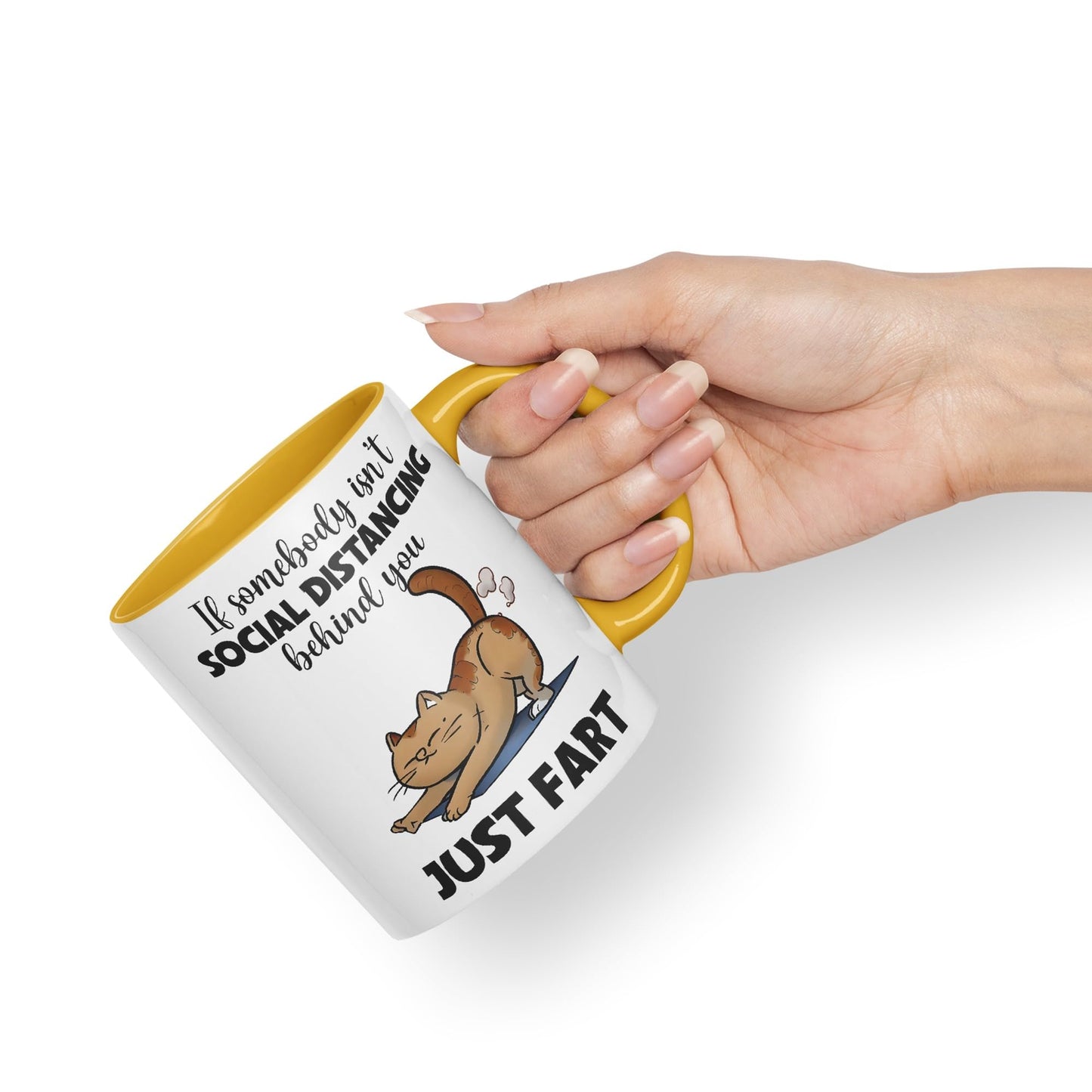 Vixar If Somebody Isn't Social Distancing Behind You Just Fart Cats Sarcastic Joke Ceramic Coloured Mug Cup for Tea Coffee Hot Brew 330ml 11oz