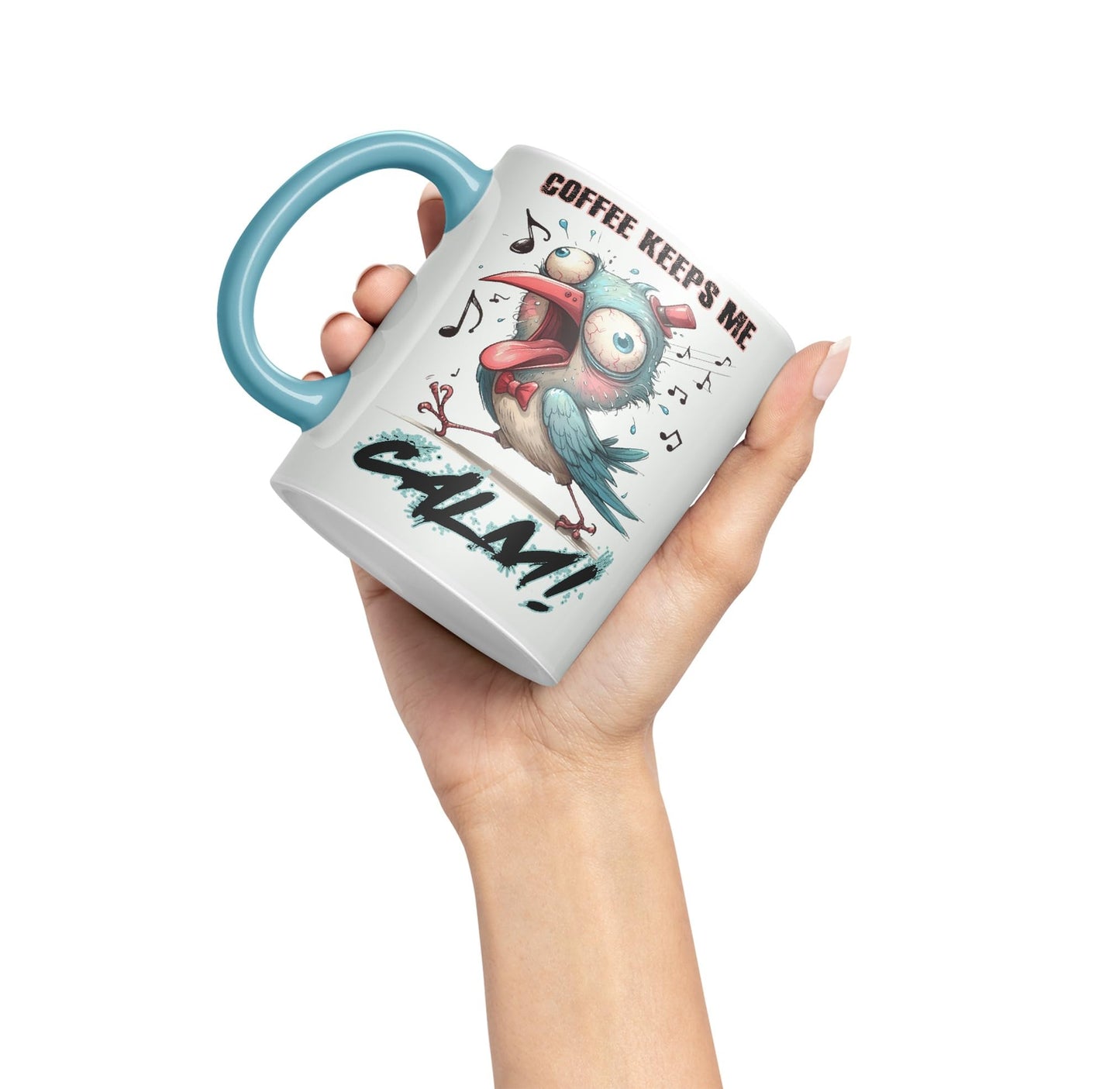 Coffe Keeps me Calm Bird Joke sarkasm Sarcastic Ceramic Coloured Mug Cup for Tea Coffee Hot Brew 330ml 11Oz Gift