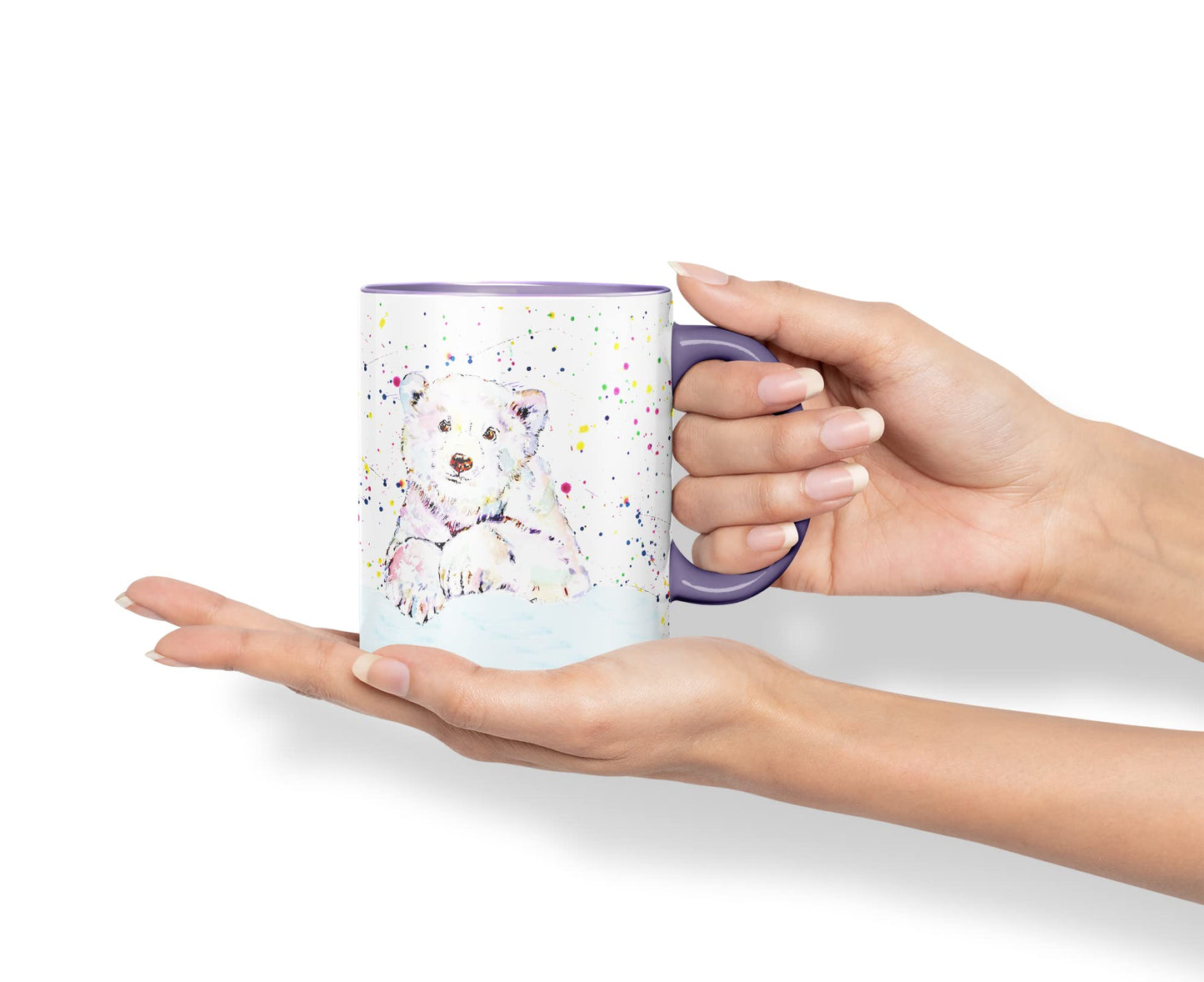 Vixar Polar Bear Animals Watercolour Art Coloured Mug Cup Gift Birthday Work Office Tea Coffee