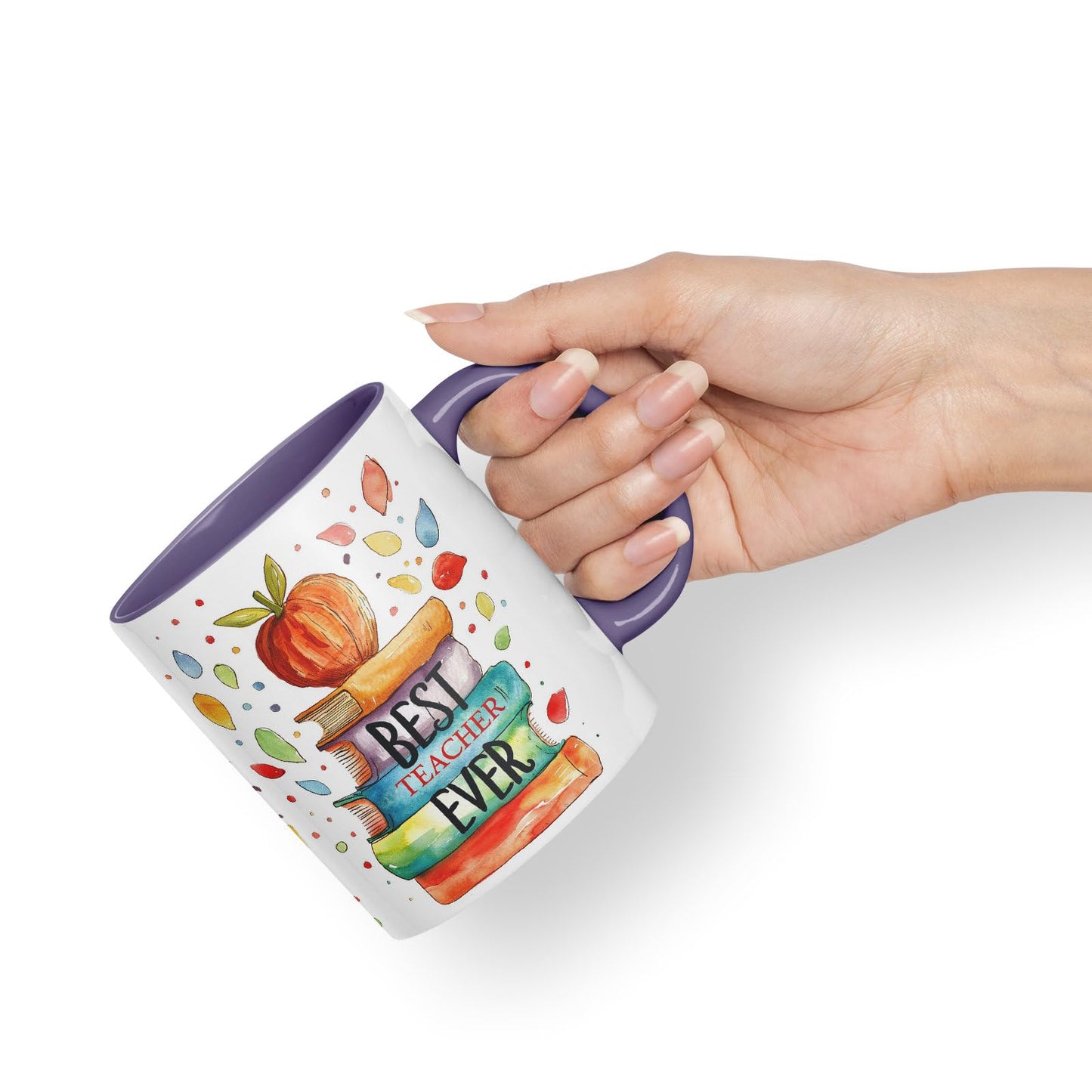 Vixar Best Teacher Mug Thank You, End of School Gift Ceramic Coloured Mug Cup for Tea Coffee Hot Brew 330ml 11Oz Gift Bta1