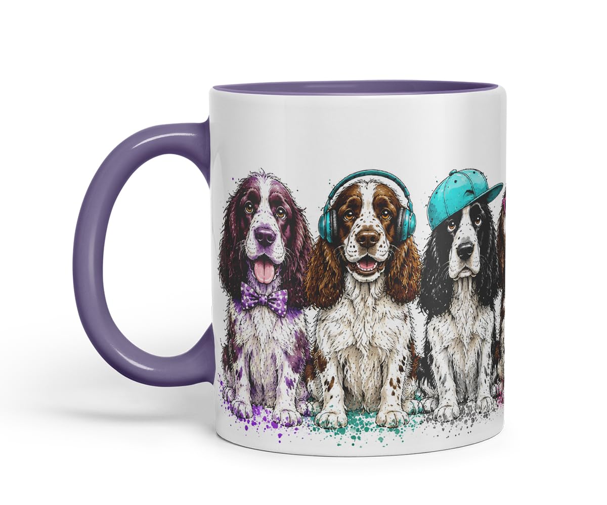 Vixar English Springer Spaniel Dog Mug – Cute Spaniel Coloured Ceramic Mug Cup Gift, 11oz (Black)